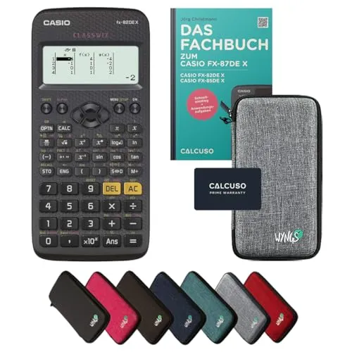 Casio fx-82DE X inkl. Schutztasche & Fachbuch – Wissenschaftlicher Taschenrechner - Wissenschaftlicher Taschenrechner mit 276 Funktionen, inklusive robuster Schutztasche und praxisnahem Fachbuch für Schule, Studium und Büro – ideal für zuverlässige Berechnungen und zusätzlichen Lernsupport.