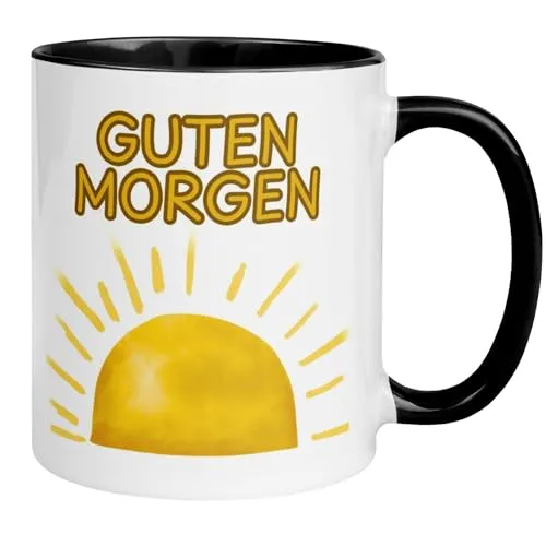 Guten Morgen Sonnenschein Tasse - Geschenk für gute Laune - Kaffeetasse Morgen Sonne Sonnenaufgang Sonnenstrahlen Regenbogen Gute Stimmung Tasse