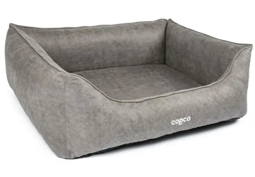 CopcoPet Hundebett Hugo Orthopädisch Velourlederoptik Grau L 90 x 70 cm – Visco-Hundematratze mit abziehbarem Bezug – rutschfest & pflegeleicht – Für mittelgroße Hunde, gelenkschonend & formstabil