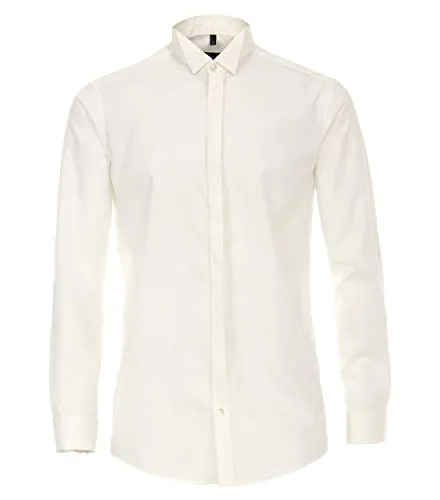 Venti Businesshemd Uni Modern Fit Weißbeige 40 - Hochwertiges Businesshemd aus Baumwolle mit moderner, schlanker Passform. Kläppchen-Kragen und Umschlagmanschette sorgen für einen eleganten Look, ideal für den professionellen Einsatz.