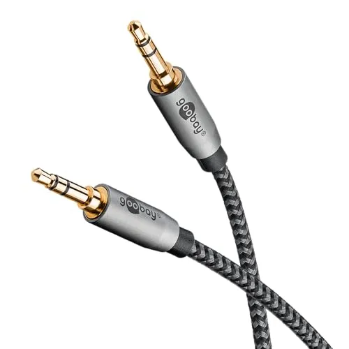 goobay 65274 Audio 3,5 mm Stereo AUX Kabel 2m / Klinkenkabel für Kopfhörer, Autoradio, PC, Tablet, Lautsprecher Boxenkabel/vergoldeter Anschluss