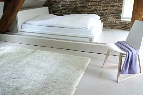 floor factory Hochflor Shaggy Teppich Prestige Creme beige 80x150 cm - Handgefertigter Hochflor Teppich mit 90 mm Florlänge, extrem flauschig und perfekt für ein gemütliches Ambiente. Ideal für Fußbodenheizungen geeignet.