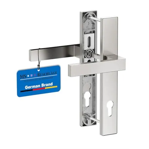 MS Beschläge Schmalrahmengarnitur 92mm Edelstahl-Optik – Robuste Türdrücker Langschildgarnitur - Hochwertige Türdrücker Langschildgarnitur in Edelstahl-Optik, ideal für viel genutzte Türen. Robuste Konstruktion mit präziser Anpassung für verschiedene Türstärken.