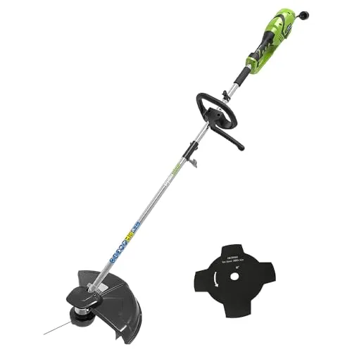 Greenworks Elektro-Rasentrimmer 230V 1200W - Rasentrimmer & Motorsensen mit 40cm Schnittbreite und ergonomischem Design, ideal für kleine Gärten - einfach starten, leichtes Gewicht und automatischer Fadenvorschub für müheloses Mähen.