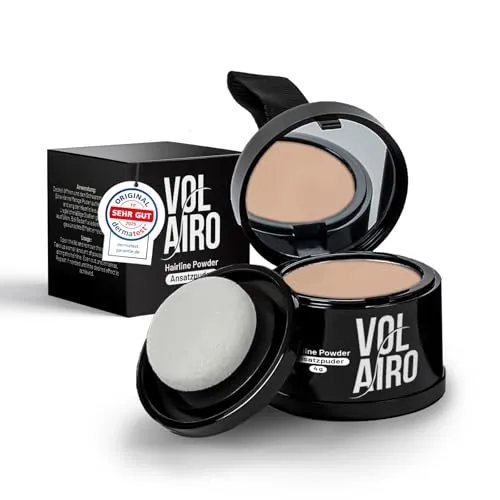 Volairo Ansatzpuder Mittelblond 4g – Haar Concealer zur Haarverdichtung bei sichtbarem Haaransatz, wasserfestes Haar Make-up, kaschiert graue Haare und lichte Stellen für Frauen und Männer