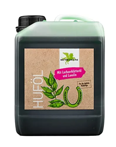B & E Huföl - 5 Liter für gesunde Hufe - Sonstiger Pferdebedarf, zieht schnell ein und fördert Elastizität sowie gesundes Hufhornwachstum durch echtes Lorbeerblätteröl. Tägliche Anwendung schützt und pflegt die Hufe.