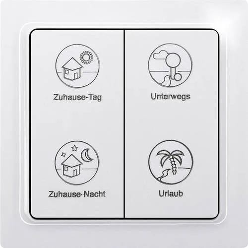 Eltako Tipp-Funk® Profiltaster TF-4PT - Batterieloser 4-Kanal Funkcontroller - Smart Home Haussteuerungen - 4-Kanal-Profiltaster in reinweiß glänzend, erzeugt Energie selbst und benötigt keine Batterie. Ideal für flexible Montage ohne Stand-by-Verlust.