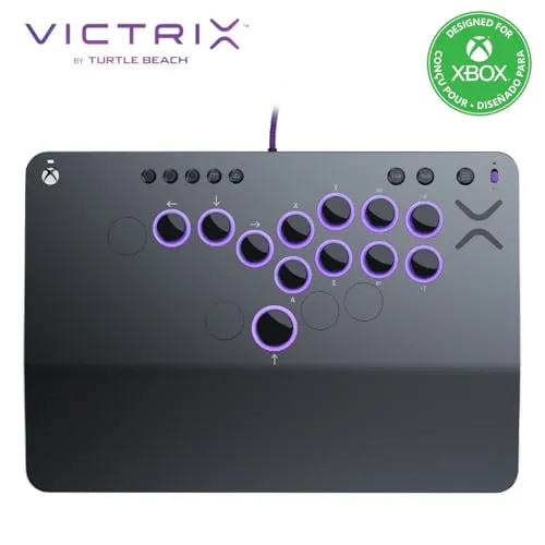 Turtle Beach Victrix Pro KO Leverless Fight Stick für Xbox und PC - Turnierbereiter eSports Controller mit anpassbarem Layout und ergonomischem Design für ultimativen Komfort und Geschwindigkeit in jedem Kampfspiel.