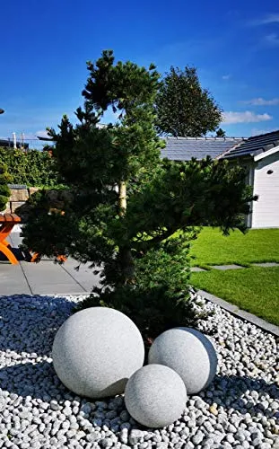 Trango 3er Set Gartenkugel IP65 in Granitstein-Optik - Wegeleuchten mit zeitlosem Design, ideal für Garten, Terrasse und Wintergarten. Inklusive 4 Watt E27 LED Leuchtmittel und 5 Meter Kabel für flexible Platzierung.