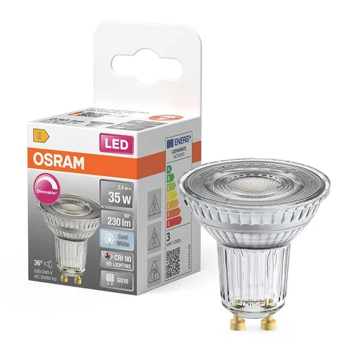 Osram LED Glas Reflektor 2,4W = 35W GU10 Neutralweiß 4000K Ra>90 36° DIMMBAR