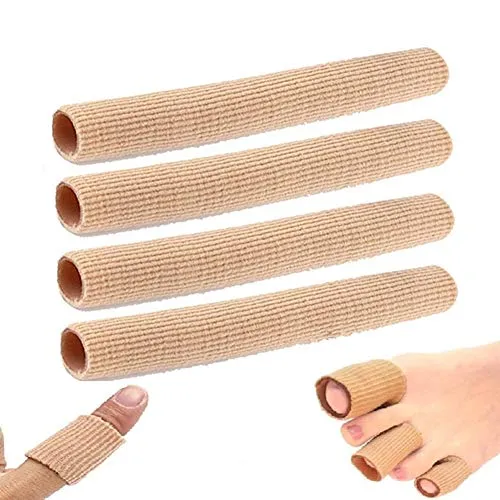 salefun 4 Stück Gel Zehenschutz Zehenkappen, Schlauchbandage Fingerschutz, Zehentrenner, Fingerbandage Druckschutz, Zehenpolster, Zehenbandage, zur Blasen, Hühneraugen, Hornhaut, 15x2cm