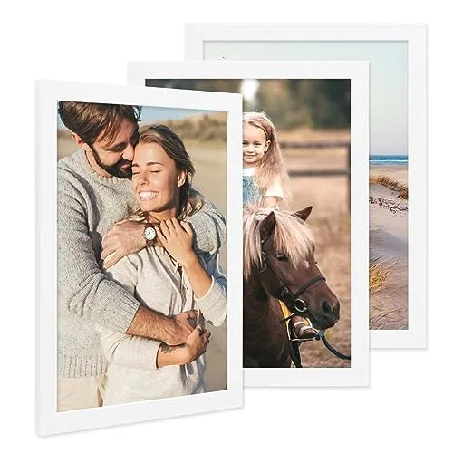 PHOTOLINI Bilderrahmen 3er Set - Breite Rahmen für Ihre individuelle Wandgestaltung - Gestalten Sie Ihre persönliche Bilderwand mit diesem 3er Set stabiler MDF-Rahmen. Ideal für Fotos, Zeichnungen und mehr – inklusive Zubehör für eine einfache Montage!