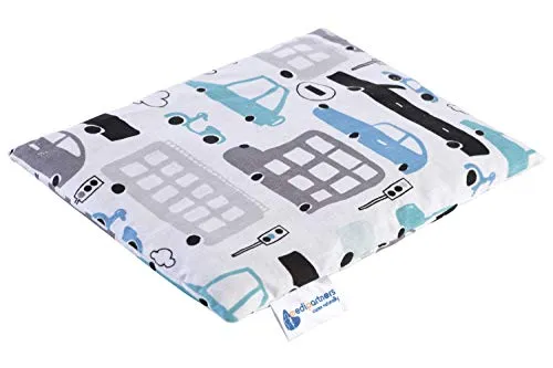 Medi Partners Kirschkernkissen Mikrowelle 20x25cm Körnerkissen groß Wärmekissen 500g Rechteck 100% Baumwolle Öko Natur Massagetherapie - Kirschkernkissen nacken schulter Kältetherapie (Graue Autos)