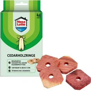 Nexa-Lotte Mottenschutz Cedarholzringe, mit Zedernholz-Duft, gegen Kleidermotten, 4 Stück