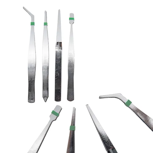 Pinzetten Set 4 Stk Flachpinzette Kreuzpinzette Spitzpinzette Modellbau Basteln