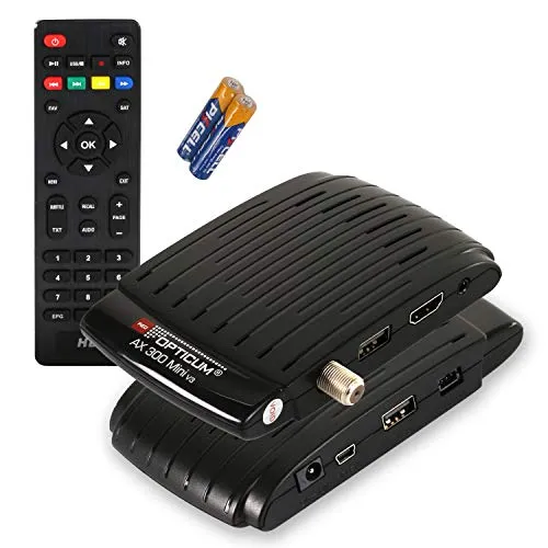 RED OPTICUM AX 300 Mini Sat Receiver - Kompakter HD Digital Receiver mit externem IR Sensor - TV-Receiver für HD-Satellitenempfang, kompakt und ideal für Camping. Vielseitige Anschlussmöglichkeiten und geringer Stromverbrauch für besten TV-Genuss.