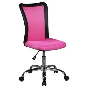 AMSTYLE Kinderdrehstuhl SALERNO, schwarz/pink für Mädchen - Ergonomischer Bürostuhl mit atmungsaktiver Rückenlehne, ideal für Kinder von 6-15 Jahren. Strapazierfähiges Kunstleder, belastbar bis 60 kg und höhenverstellbar für optimalen Sitzkomfort.