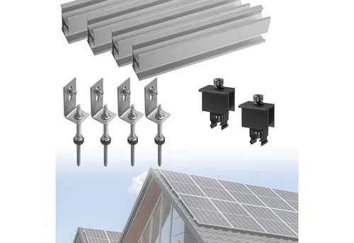avoltik Solarmodul-Halterung Set Blechdach Befestigung Stockschraube Schiene für 1-4 Solarmodule, (Set)
