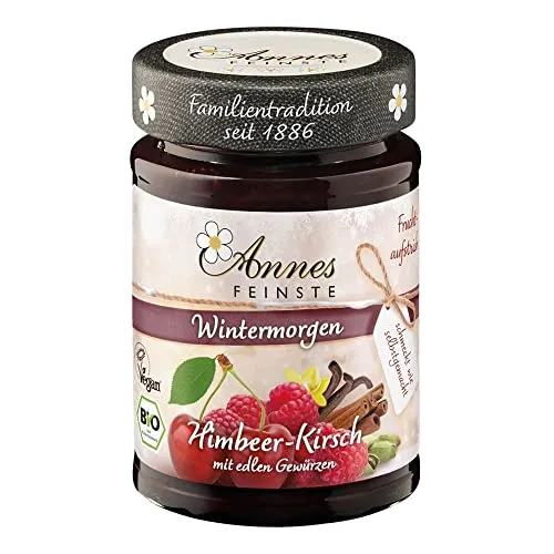 Annes Feinste Himbeer-Sauerkirsch-Fruchtaufstrich mit winterlichen Gewürzen (200 g) - Bio