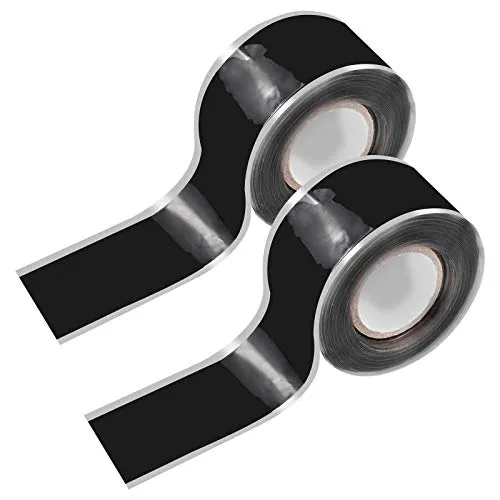 Chstarina 2 Rollen Selbstverschweißendes Silikonband Isolierbänder zur Reparatur Wasserfest Silikon Reparaturband Dichtungsband für Rohr Wasserschläuche 25mm × 6m Schwarz