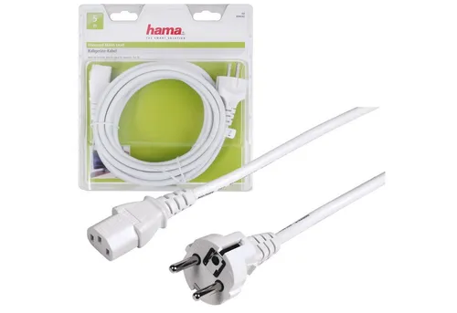 Hama Netzkabel für Kaltgeräte 5 m - PC Stromkabel für Monitor, Drucker, PS3 PS4 PRO, VDE-geprüft und ideal als Ersatz für defekte Kabel