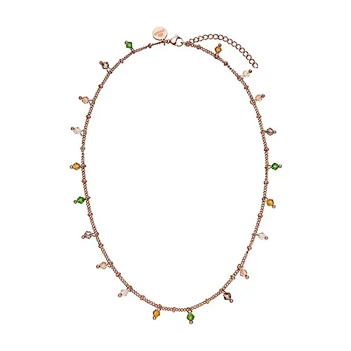 Purelei® Boho Halskette - Wasserfest und Verstellbar - Ketten für Damen, stilvolle roségoldene Kette aus Edelstahl mit bunten Glasperlen, wasserfest und perfekt für individuelle Styles, ideal als Geschenk.