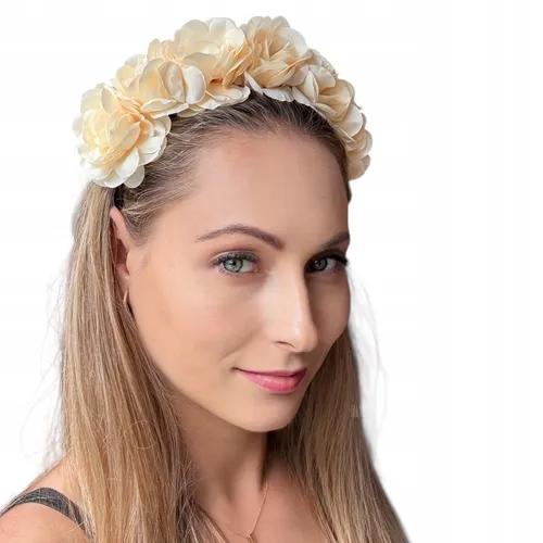 Beige Blume Stirnband Creme Blumen Boho Stil Kranz