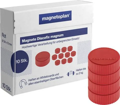 magnetoplan Magnet Discofix Magnum (Ø x H) 34 mm x 13 mm rund Rot 10 St. 1660006
