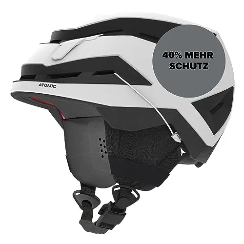 ATOMIC BACKLAND Skihelm leicht & sicher - White - Größe L - Maximale Stoßdämpfung - Active Aircon Belüftungssystem - 3D Ear Pads + 360° Fit System für perfekten Sitz - Kopfumfand 59-63 cm