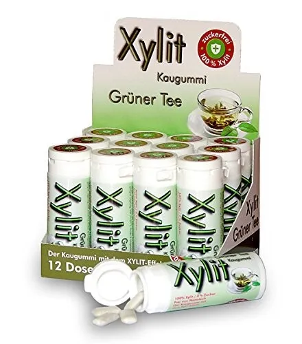 Xylit Kaugummi Grüner Tee in grün von Xylitquelle