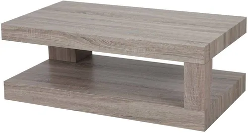 HW Wohnzimmertisch HWC-A32 - Eleganter Couchtisch in dunkler Eicheoptik, ideal für stilvolle Wohnzimmer und gemütliche Loungebereiche.