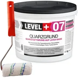 Level+ Haftgrund Quarzgrund 11KG mit Farbroller L+07 - Hochwertige, schnell trocknende Haftgrundierung auf Quarzbasis, ideal für alle Untergründe. Frostbeständig und wasser-dampfdurchlässig – für perfekte Ergebnisse beim Streichen!