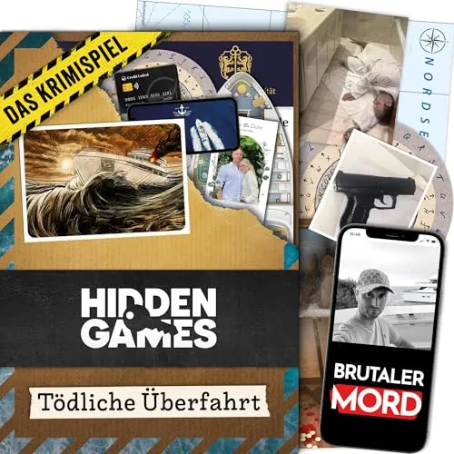 Hidden Games Tatort Spiel Tödliche Überfahrt - Krimispiel für spannende Ermittlungen - Gesellschaftsspiel für 1-6 Spieler, Spieldauer 2-3 Stunden. Made in Germany, ideal für Krimi-Fans ab 14 Jahren, ohne Warnhinweise.
