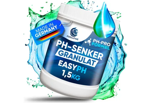 Poollöwe Poolpflege pH-Minus Granulat – pH Senker für Pool & Whirlpool, 25 % effizienter, blitzschnelle Wirkung, 100 % klumpenfrei