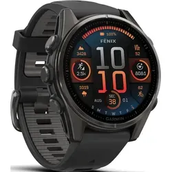 Garmin fenix 8 - 43 mm, AMOLED Sapphire, Schwarz/Titan Carbongrau DLC - Smartwatch mit brillanten AMOLED-Display, integriertem Lautsprecher, Mikrofon und robuster Bauweise – ideal für Sportler und Outdoor-Abenteuer.