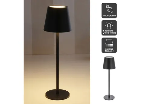 HAC24 LED Nachttischlampe XL Metall Akku Tischleuchte Schreibtischlampe Tischlampe, LED fest integriert, Warmweiß, Kaltweiß, Neutralweiß, Höhe 37 cm mit Touchfunktion 3 Weisstöne Aufladbar Dimmbar