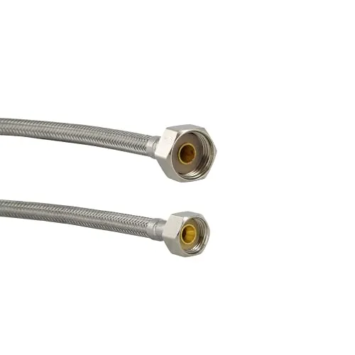 DL-pro Flexschlauch Panzerschlauch 3/8 x 1/2 Zoll Länge 500mm flexibel für Anschluss Wasserhahn bis 70 °C Warmwasser Kaltwasser