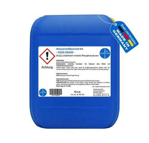 HERRLAN Wasserstoffperoxid 6% FOOD GRADE I HERRLAN-Qualität Bleichmittel (10 Liter)
