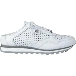 Cetti Damen Sabots in Weiß, Größe 39 - Pantoletten von Cetti - Modische Pantolette mit perforiertem Leder für Atmungsaktivität an warmen Tagen, sportliches Design und bequemen Schlupfverschluss.