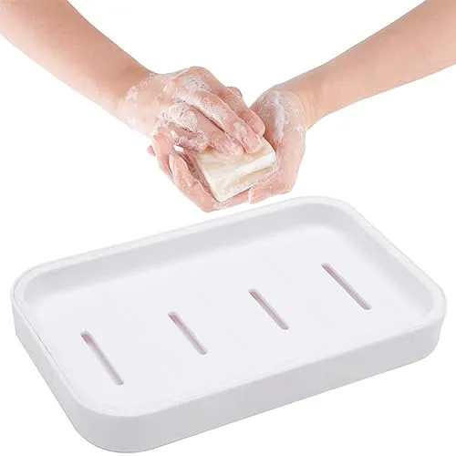Seifenschale für Badezimmer, Seifenschale für Dusche, Behälter für trockene Seife, doppellagige Seifenschale, abtropfen und trocken halten, für Badezimmer, Küche, Waschbecken (weiß) 1