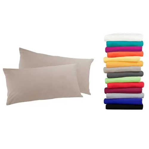 Moon 2er Pack Luxury Linon Kissenbezug 100% Baumwolle-taupe-30x50