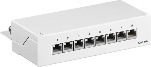 CAT 6a Mini/ Desktop Patch Panel, 8 Port - Ethernetkabel (RJ-45/8P8C) - Kompaktes Design für einfache Desktop-Montage und optimierte Kabelorganisation.