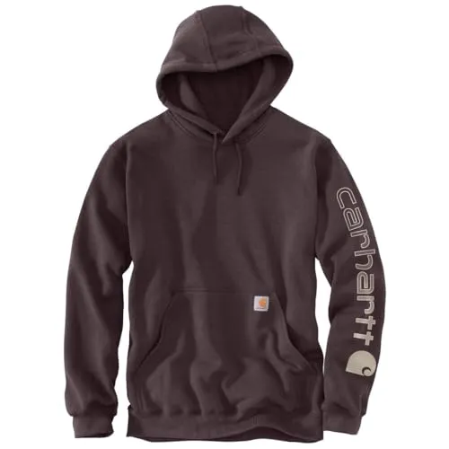 Carhartt Logo Kapuzenpullover - Dunkelbraun (B33) - S - Herren-Sweatshirt aus mittelschwerem Fleece, bietet Komfort und Bewegungsfreiheit. Ideal für kühle Tage mit praktischen Handwärmetaschen und verstellbarer Kapuze.