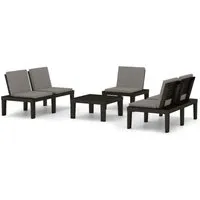 vidaXL 4-tlg. Garten-Lounge-Set mit Kissen Kunststoff Grau - Gartenmöbel-Set für entspannte Stunden im Freien, pflegeleicht aus stabilem Kunststoff mit hohem Sitzkomfort dank komfortabler Kissen.