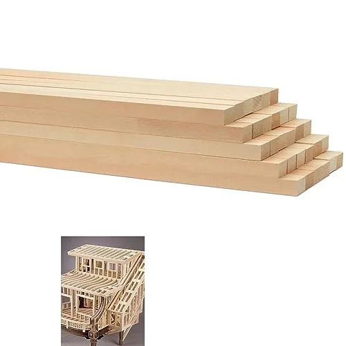 TSKDKIT 30 Stück Holzstäbe 30cm Holzstäbchen Eckig 5mm Natürliche Holzleisten zum Basteln Quadratisch Hölzer zum Basteln Braucht, Lang Holzstäbe für Holzbasteleien, DIY Projekte(30 x 0.5 x 0.5cm)