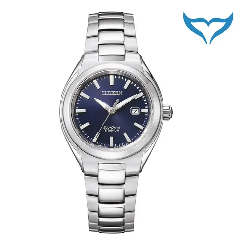 Citizen EW2610-80L Damen-Armbanduhr - Klassische Damen-Armbanduhr mit analoger Anzeige, Saphirglas und 100 m wasserdicht. Elegantes Titan-Armband in Silber und blauem Zifferblatt für stilbewusste Frauen.