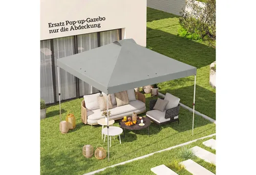 Ersatzdach 3 x 3 m für Pavillon – UV50+ Hellgrau - Quadratisches Ersatzdach aus hochwertigem Oxford-Material, UV-geschützt und wasserdicht. Ideal für den Einsatz im Freien, einfache Handhabung und langlebig. Perfekt für entspannte Stunden im Garten.