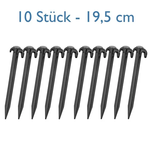10xZeltheringe Kunststoff Heringe Camping Erdnagel Zelt Zeltnagel 19,5cm Schwarz