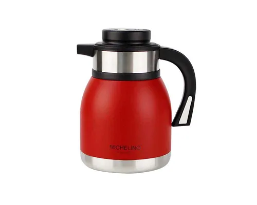 Michelino Marie Isolierkanne, 1.2 l Edelstahl - Thermobehälter mit doppelwandigem Glaseinsatz für optimale Isolierung, 12-Stunden-Warmhaltefunktion und elegantes Design – ideal für Zuhause oder unterwegs.