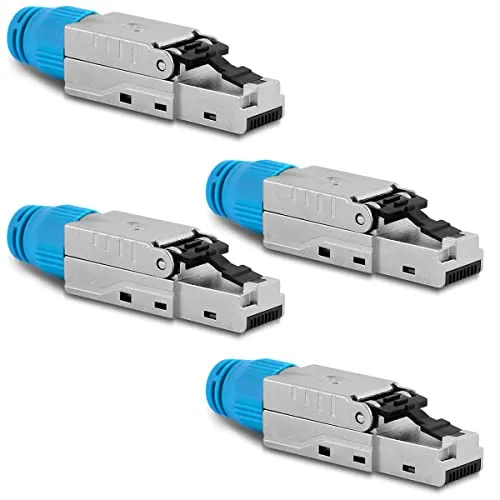NAUC 4x Netzwerkstecker Cat 8 CAT8.1 werkzeuglos RJ45 LAN Kabel Stecker ohne Werkzeug werkzeugfrei kompatibel für CAT7 CAT6 CAT6a CAT5 Verlegekabel Patchkabel Netzwerkkabel